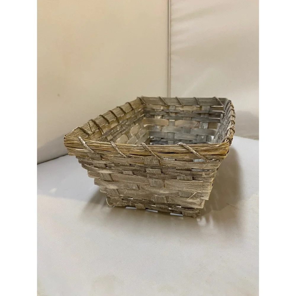 Woven Storage Basket Unisex OS Grey Whitewash Rustic Farmhouse Decor Coastal